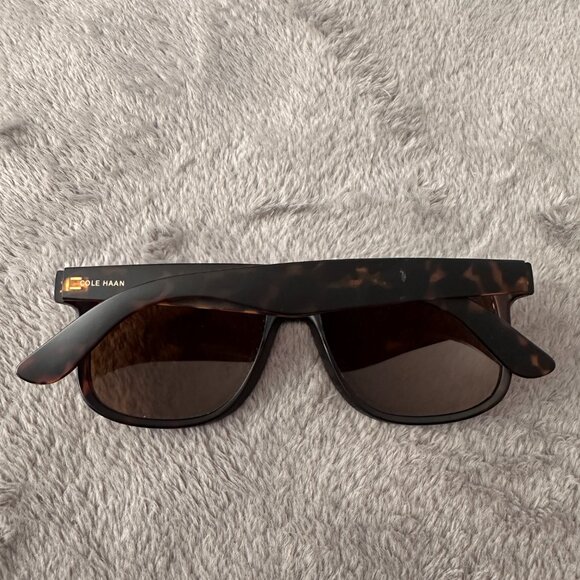 Cole Haan 55mm Matte Tortoise Polarized Square Sunglasses - Picture 2 of 5